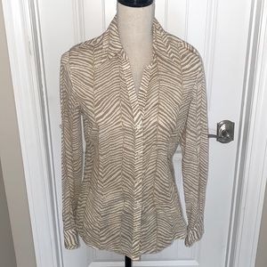 Michael Kors Brown/Cream Zebra Print
Button Down Blouse Size 8